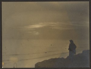 [Figur betrachtet Sonnenuntergang]