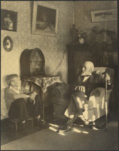 Mann und Junge in einem Arbeitszimmer von Louis Fleckenstein