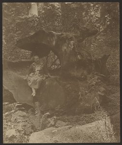 Frau, die auf Felsen sitzt, möglicherweise Frau Fleckenstein von Louis Fleckenstein