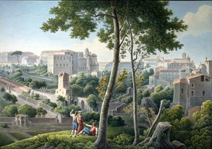 Blick auf den Quirinalshügel in Rom, mit der Villa Colonna im Hintergrund, ca. 1800