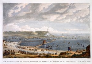 Ansicht des Hafens und der Reede von Boulogne beim Auslaufen der Flottille, 16. August 1803