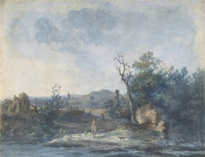 Figuren auf einer Landstraße, n.d. von Louis Gabriel Moreau