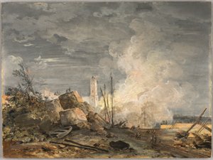 Feuer im Hafen von Louis Gabriel Moreau