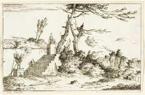 Landschaft mit klassischer Statue