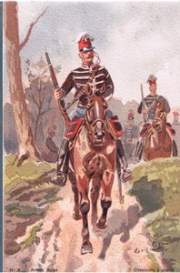 Chasseurs A Cheval, Postkarte, 1920er Jahre von Louis Geens