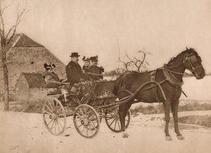 Männer und Frauen in einer Pferdekutsche, 1937 von Louis Guichard