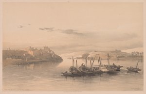 Ägypten und Nubien: Band II - Nr. 28, Gesamtansicht von Assuan und der Insel Elephantine von Louis Haghe