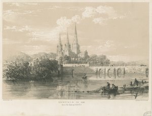 Lichfield Kathedrale - Südwestansicht: getönte Lithographie, 1548 von Louis Haghe