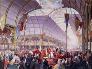 Sir Thomas Fairbairn übergibt die Adresse an den Prinzgemahl auf der Kunstschätze-Ausstellung, Manchester, Mai 1857 von Louis Haghe