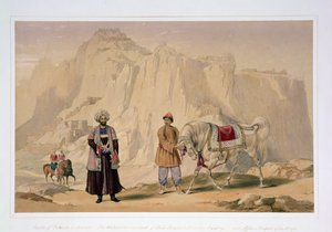 Der britische Kommandant der 2. Jannah-Kavallerie von Shah Shoojan und afghanische Soldaten des Korps, aus 