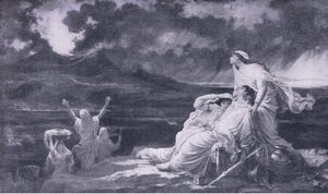 Herculaneum: Der Ausbruch des Vesuvs, Illustration aus The Worlds Library of Best Books, ca. 1940 von Louis Hector Leroux