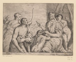 Venus verbindet Amor die Augen