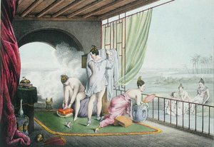 Badende bei ihrer Toilette, veröffentlicht 1824-27 von Louis Jacques Nicolas Schaal