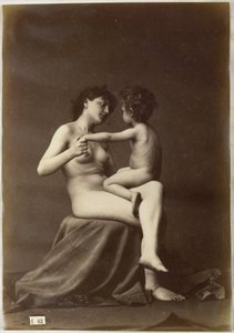Studie eines weiblichen Akts, sitzend mit einem nackten Kind auf dem Schoß von Louis Jean Baptiste Igout (attributed to)