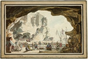 Blick auf die Grotta di Palazzo mit Bankett