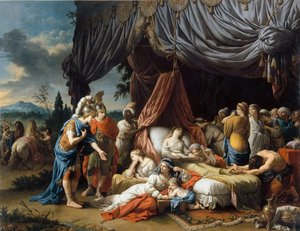Alexander der Große und Hephaistion am Sterbebett der Frau von Darius III von Louis Jean François Lagrenée