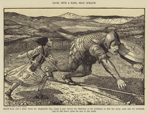 David tötet Goliath mit einer Schleuder