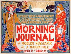 Literatur. Morgenjournal, Zeitung. Plakat von Louis Rhead, USA, ca. 1895 von Louis John Rhead