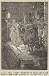 Immer werde ich gerufen, lasst mich los, meine Herren! Bei Himmel, ich werde einen Geist aus dem machen, der mich aufhält! von Louis John Rhead