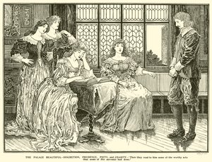 Der Schöne Palast, Diskretion, Klugheit, Frömmigkeit und Nächstenliebe von Louis John Rhead