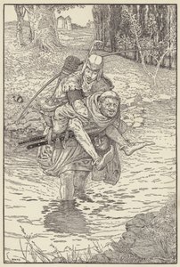 Der Mönch nahm Robin auf seinen Rücken von Louis John Rhead