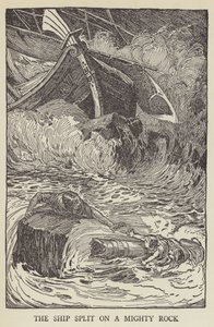 Das Schiff zerschellte an einem mächtigen Felsen