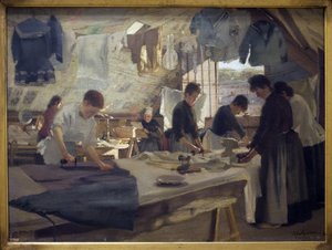 Werkstatt des Schlächters in Trouville. Gemälde von Louis Joseph Anthonissen (1849-1913)