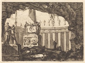 Architektonische Fantasie mit einem Obelisken und einer Arkade