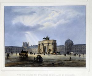 Palais des Tuilerien und Arc de Triomphe du Carrousel - in „Paris en 1837“ von Arnout von Louis Jules Arnout