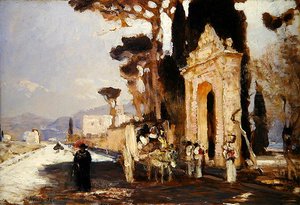 Eine italienische Straße mit einem barocken Parktor von Louis Kolitz