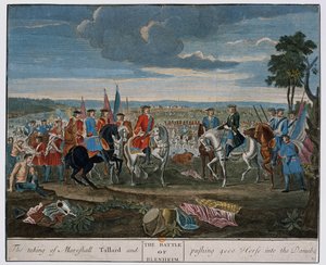Die Gefangennahme von Marschall Tallard und das Treiben von 4000 Pferden in die Donau bei der Schlacht von Blenheim im Jahr 1704, um 1760