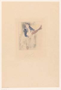 Cancan-Tänzerin, die Gitarre auf ihrem Bein spielt von Louis Legrand (signed by artist)