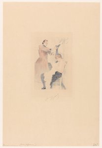 Cancan-Tänzerin, die auf einem Stuhl sitzt und eine Flexibilitätsübung macht von Louis Legrand (signed by artist)