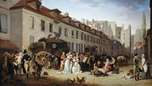 Ankunft der Postkutsche im Hof der Messageries von Louis Leopold Boilly
