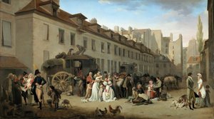 Ankunft der Postkutsche im Hof der Messageries von Louis Leopold Boilly