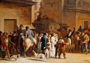Abreise der Rekruten am Porte Saint Denis in Paris, um in den Napoleonischen Kriegen zu kämpfen von Louis Leopold Boilly