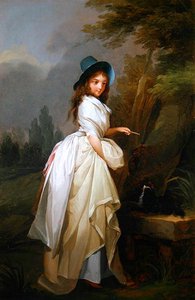 Dame spielt mit ihrem Hund von Louis Leopold Boilly