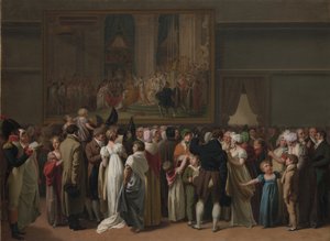 Die Öffentlichkeit betrachtet Davids "Krönung" im Louvre von Louis Leopold Boilly