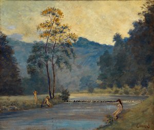 Drei Mädchen und Fluss