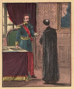 Napoleon III und Louis-Gaston de Segur (1820-1881) französischer Bischof im Elysee - - Gravur aus Religiöse Lehre durch die Augen. Wunderbares Album von Louis Maitrejean und Georget Ramond - Frankreich 1910