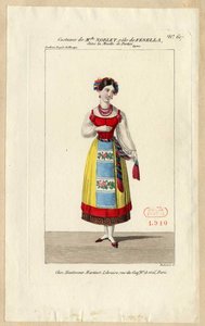 Mademoiselle Noblet als Fenella. Kostümentwurf für die Oper La muette de Portici
