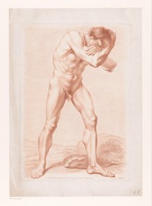 Stehender nackter Mann mit verschränkten Armen über dem Kopf von Louis Marin Bonnet (attributed to)