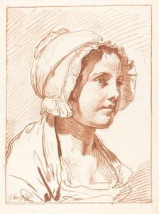 Kopf einer jungen Frau mit Mütze, vor 1764