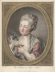 Frau trinkt Kaffee von Louis Marin Bonnet