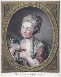 Frau trinkt Kaffee von Louis Marin Bonnet