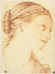 Frauenkopf im Dreiviertelprofil nach rechts von Louis Marin Bonnet