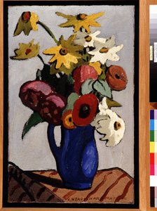 Blumenstrauß in blauer Vase von Louis Mathieu Verdilhan