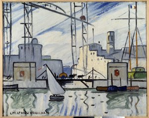 Marseille, die Fährbrücke Gemälde von Louis Mathieu Verdilhan (1875-1928) ca. 1918-1920 Musée Cantini, Marseille