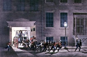 Der Nachtalarm, veröffentlicht von Currier and Ives, New York von Louis Maurer