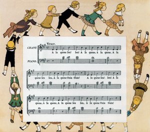 Partitur und Illustration des Kinderliedes 